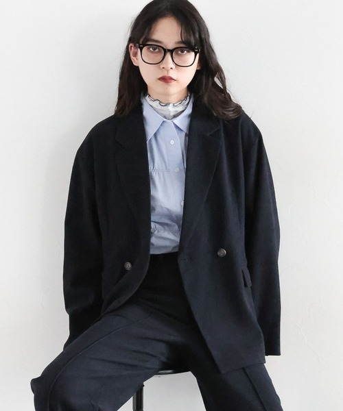 RAGEBLUE（レイジブルー）の「細コールテーラードジャケット/セットアップ対応（テーラードジャケット・レディース・ネイビー/グリーン・FREE）」の2枚目の写真