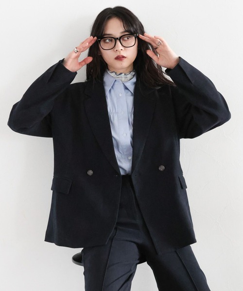 RAGEBLUE（レイジブルー）の「細コールテーラードジャケット/セットアップ対応（テーラードジャケット・レディース・ネイビー/グリーン・FREE）」の11枚目の写真