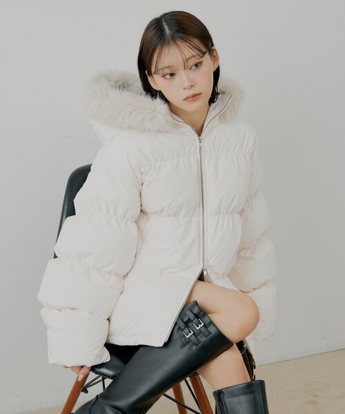 ファー取り外しミドルルーズ中綿ブルゾン（その他アウター）｜Chico