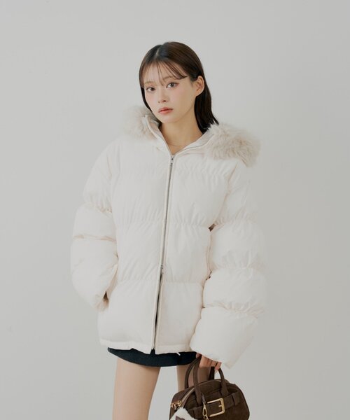 ファー取り外しミドルルーズ中綿ブルゾン（その他アウター）｜Chico