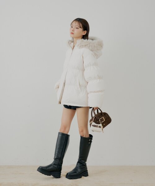 新色追加】ファー取り外しミドルルーズ中綿ブルゾン（その他アウター