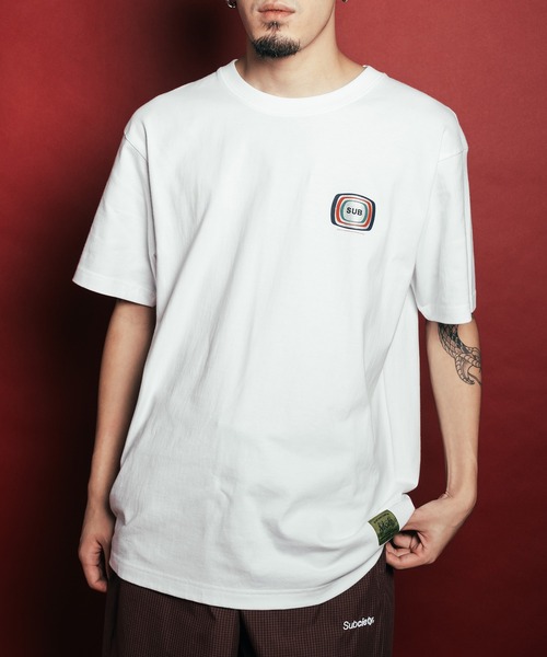 Subciety(サブサエティ)の「Broadcasting tee(Tシャツ/カットソー・メンズ・ブラック/オレンジ/ホワイト・SMALL/MEDIUM/LARGE/X-LARGE/XX-LARGE)」の1枚目の写真