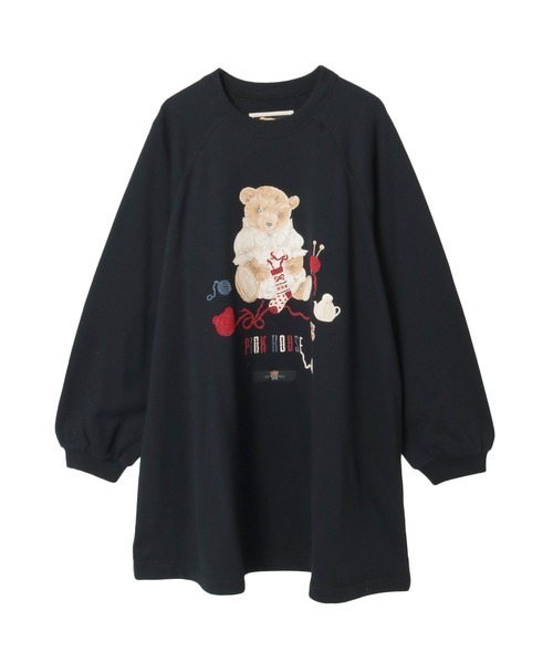 セール】三つ子のくまの冬支度プリントスウェットチュニック