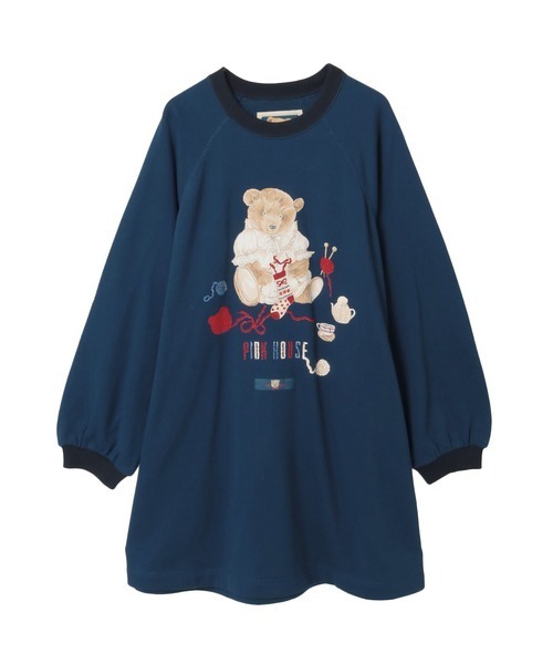 PINK HOUSE(ピンクハウス)の「三つ子のくまの冬支度プリントスウェットチュニック(スウェット・レディース・ネイビー系/カーキ系/ブラック系/レッド系/ホワイト系・フリー)」の15枚目の写真
