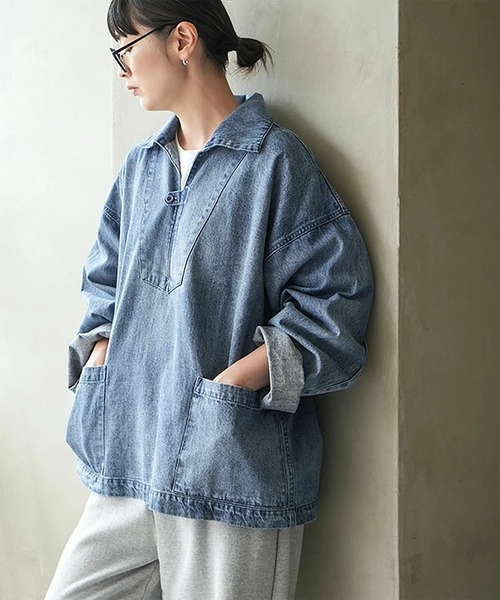 デニムフィッシャーマンプルオーバー（シャツ/ブラウス）｜solamonat