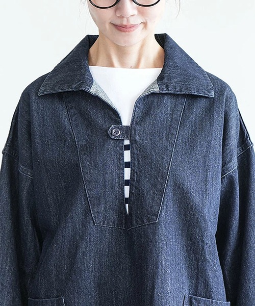 デニムフィッシャーマンプルオーバー（シャツ/ブラウス）｜solamonat