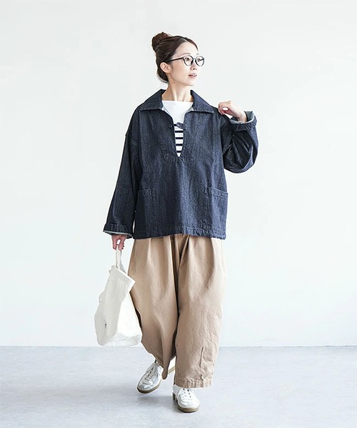 デニムフィッシャーマンプルオーバー（シャツ/ブラウス）｜solamonat