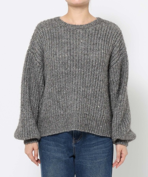 LOWRYS FARM（ローリーズファーム）の「スパンコールニットプルオーバーＬＳ　600406（ニット/セーター・レディース・ベージュ/ライトグレー/チャコールグレー/ブルー・FREE）」の17枚目の写真