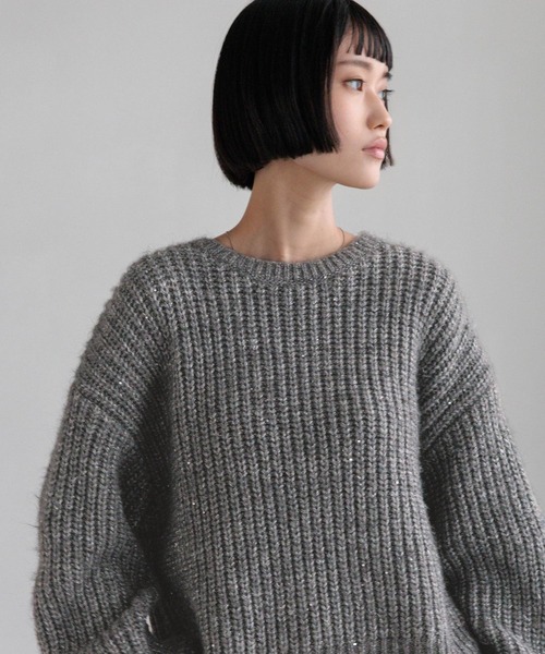 LOWRYS FARM（ローリーズファーム）の「スパンコールニットプルオーバーＬＳ　600406（ニット/セーター・レディース・ベージュ/ライトグレー/チャコールグレー/ブルー・FREE）」の9枚目の写真