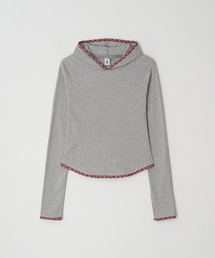 RONRON（ロンロン）の「LINE POINT SLIM HOODIE LONG SLEEVE CHECK GREY（パーカー）」