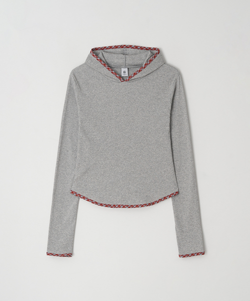 LINE POINT SLIM HOODIE — худи с длинным рукавом, клетка‑серый