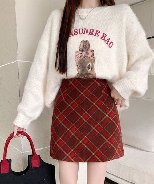 VIBGYOR Women(ヴィブジョー ウィメン)の「【Mayree】チェック柄 タイトスカート(スカート・レディース・ブラック・MEDIUM/LARGE/SMALL)」の6枚目の写真
