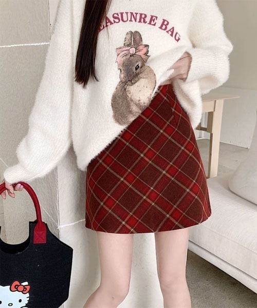 VIBGYOR Women(ヴィブジョー ウィメン)の「【Mayree】チェック柄 タイトスカート(スカート・レディース・ブラック・MEDIUM/LARGE/SMALL)」の7枚目の写真