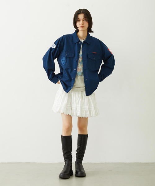MILKFED.（ミルクフェド）の「PATCHED UTILITY SHIRT（シャツ/ブラウス・レディース・オリーブ/ベージュ/ネイビー・ONE SIZE）」の14枚目の写真