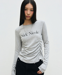 NICOLE PINTUCK SHIRRING TOP_GRAY