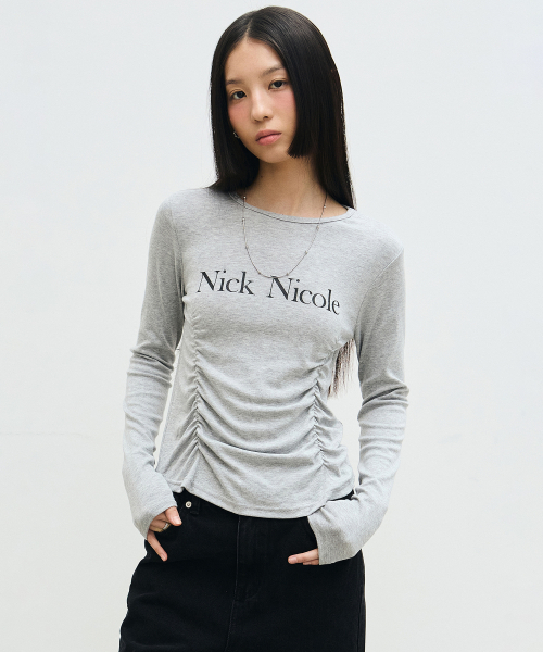 NICK&NICOLE（ニックアンドニコール）の「NICOLE PINTUCK SHIRRING TOP_GRAY（Tシャツ/カットソー・レディース・その他・FREE）」の2枚目の写真