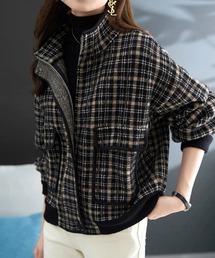 ONEP STAR（ワンピスター）の「チェック柄ジップアップジャケット（ブルゾン）」