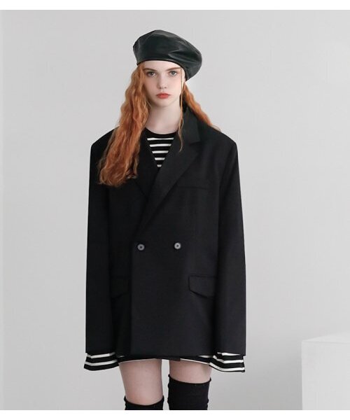 AVANDRESS(アバンドレス )の「ドレスツーボタンダブルオーバーブレザー ブラック(テーラードジャケット・レディース・その他・LARGE/MEDIUM)」の2枚目の写真