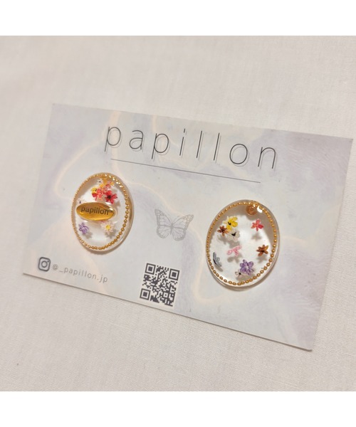 tone（トーン）の「【papillon】お花サークルピアス(MA)（ピアス（両耳用）・レディース・ホワイト・FREE）」の2枚目の写真