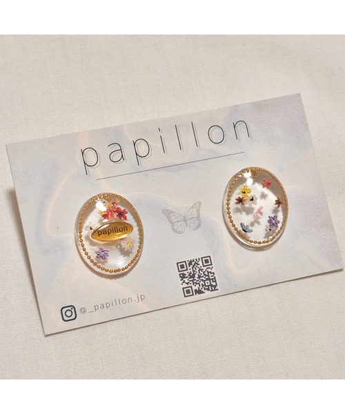 tone（トーン）の「【papillon】お花サークルピアス(MA)（ピアス（両耳用）・レディース・ホワイト・FREE）」の3枚目の写真