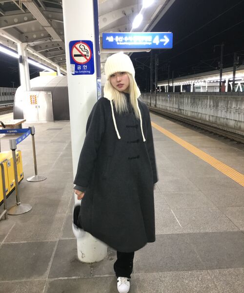 Miseki SEOUL(ミセキソウル)の「Hoodie long duffle Coat CHARCOAL(ダッフルコート・レディース・その他・OS)」の14枚目の写真