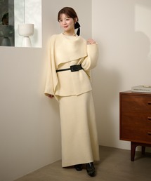 stole jacket belted set up /ストールジャケットベルト付きセットアップ