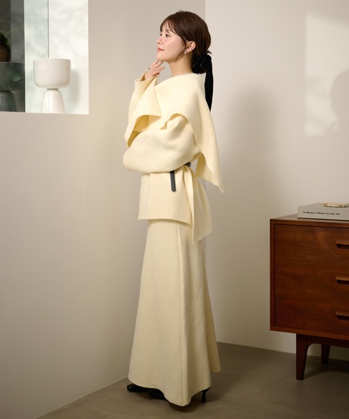 stole jacket belted set up /ストールジャケットベルト付き