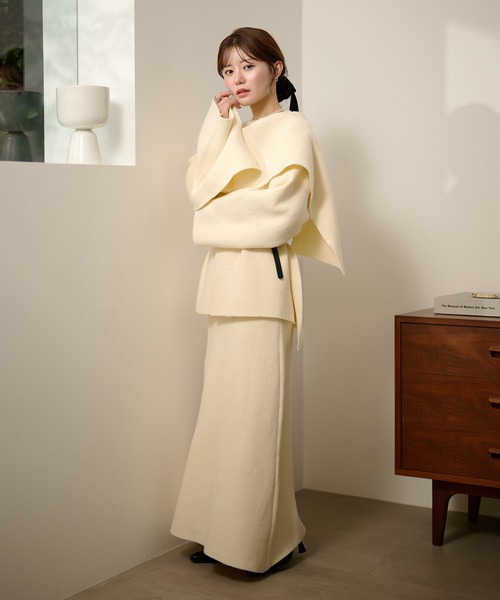 stole jacket belted set up /ストールジャケットベルト付き