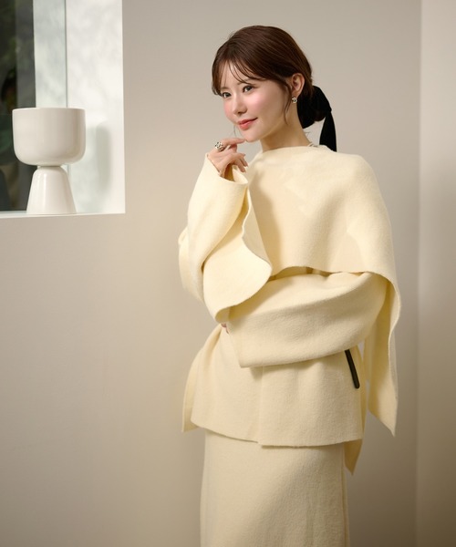 stole jacket belted set up /ストールジャケットベルト付き