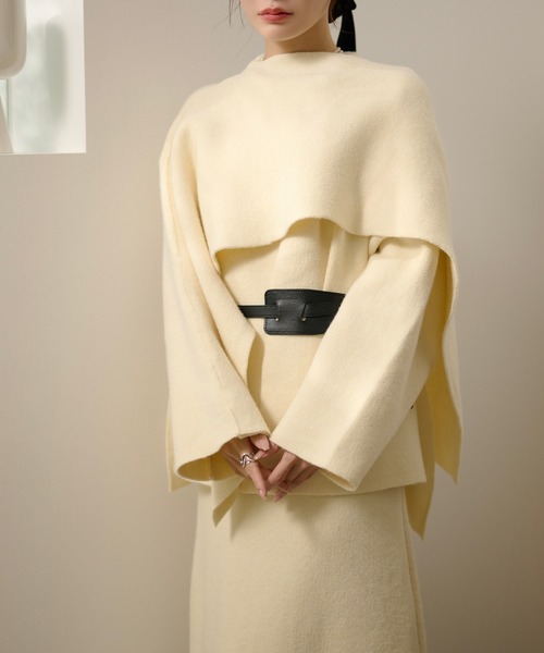 LAULEN(ローレン)の「stole jacket belted set up /ストールジャケットベルト付きセットアップ(セットアップ・レディース・キャメル/ブラック/アイボリー・FREE)」の11枚目の写真