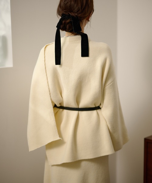 LAULEN(ローレン)の「stole jacket belted set up /ストールジャケットベルト付きセットアップ(セットアップ・レディース・キャメル/ブラック/アイボリー・FREE)」の13枚目の写真