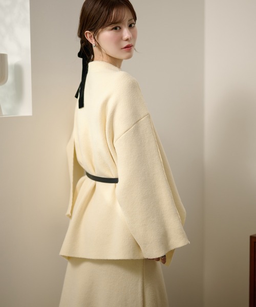 LAULEN(ローレン)の「stole jacket belted set up /ストールジャケットベルト付きセットアップ(セットアップ・レディース・キャメル/ブラック/アイボリー・FREE)」の14枚目の写真