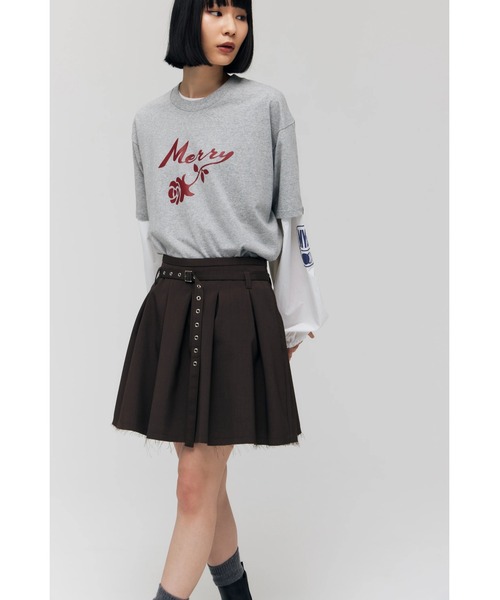 FELICITY（フェリシティ）の「Belted Flare Skirt（スカート・レディース・グレー/ブラウン・2/1）」の5枚目の写真