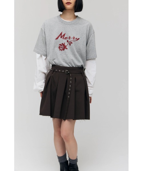 FELICITY（フェリシティ）の「Belted Flare Skirt（スカート・レディース・グレー/ブラウン・2/1）」の6枚目の写真