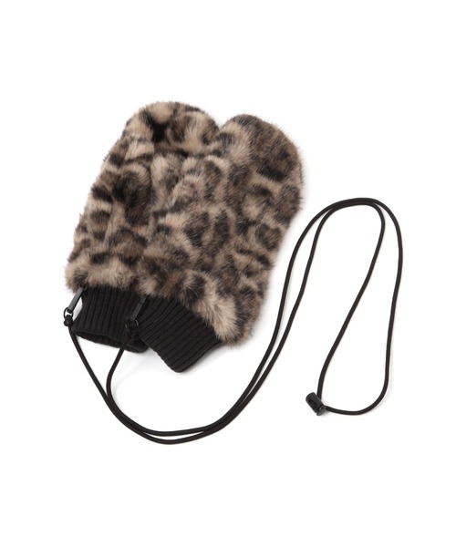 GLOBAL WORK（グローバルワーク）の「紐付き洗えるファーミトングローブ/598362（手袋・レディース・グレー/オフホワイト/その他/ベージュ/ダークブラウン/ブラウン・FREE）」の4枚目の写真