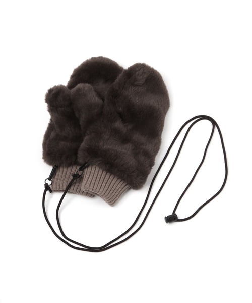 GLOBAL WORK（グローバルワーク）の「紐付き洗えるファーミトングローブ/598362（手袋・レディース・グレー/オフホワイト/その他/ベージュ/ダークブラウン/ブラウン・FREE）」の5枚目の写真