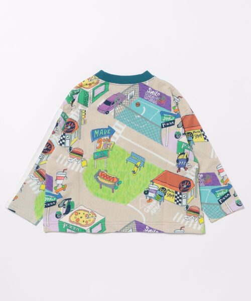 HAKKA KIDS(ハッカキッズ)の「フードタウンプリントインレイ長袖Tシャツ(Tシャツ/カットソー・キッズ・ベージュ/グレー・100cm/110cm/120cm/130cm)」の3枚目の写真