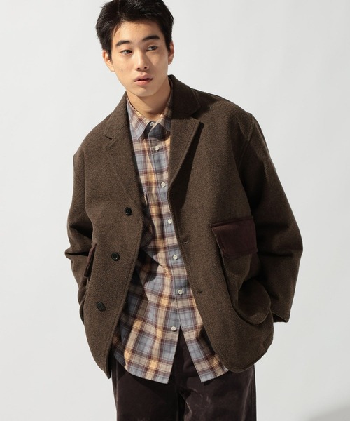 niko and...(ニコアンド)の「ハンティングオーバージャケット(テーラードジャケット・メンズ・グレー/ブラウン・LARGE/MEDIUM)」の2枚目の写真