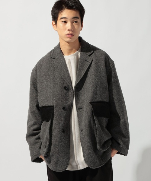 niko and...(ニコアンド)の「ハンティングオーバージャケット(テーラードジャケット・メンズ・グレー/ブラウン・LARGE/MEDIUM)」の1枚目の写真