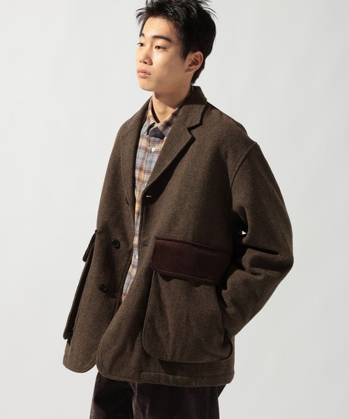 niko and...(ニコアンド)の「ハンティングオーバージャケット(テーラードジャケット・メンズ・グレー/ブラウン・LARGE/MEDIUM)」の8枚目の写真