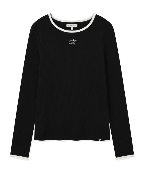 Wacky WiLLy(ワッキーウィリー)の「ウィメンズリブ配色ロングスリーブブラック(Tシャツ/カットソー・レディース・その他・F)」の1枚目の写真