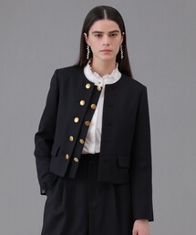 ANAYI | 【Eternal Line 2026】ウールジョーゼットノーカラーダブルジャケット(ノーカラージャケット)