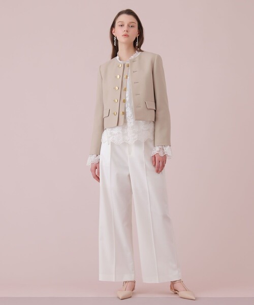 ANAYI（アナイ）の「【Eternal Line 2026】ウールジョーゼットノーカラーダブルジャケット（ノーカラージャケット・レディース・ベージュ/ネイビー・36/38/34）」の22枚目の写真