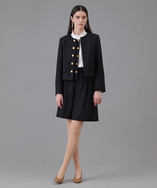 ANAYI（アナイ）の「【Eternal Line 2026】ウールジョーゼットノーカラーダブルジャケット（ノーカラージャケット・レディース・ベージュ/ネイビー・36/38/34）」の20枚目の写真