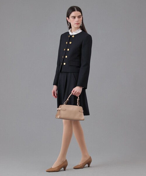 ANAYI（アナイ）の「【Eternal Line 2026】ウールジョーゼットノーカラーダブルジャケット（ノーカラージャケット・レディース・ベージュ/ネイビー・36/38/34）」の19枚目の写真