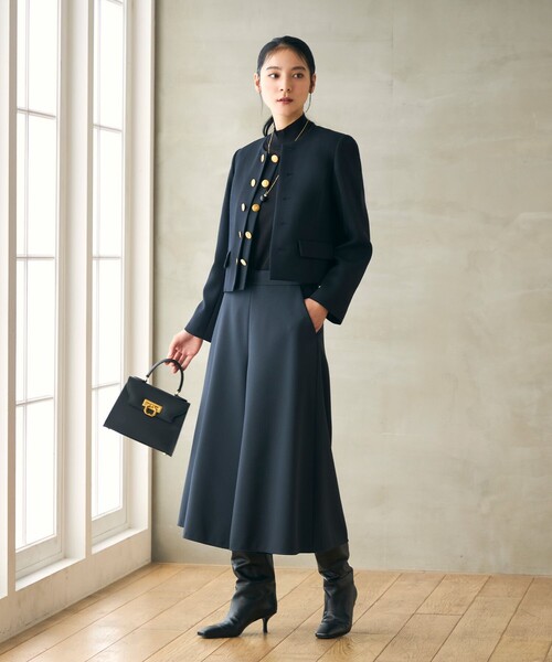 ANAYI（アナイ）の「【Eternal Line 2026】ウールジョーゼットノーカラーダブルジャケット（ノーカラージャケット・レディース・ベージュ/ネイビー・36/38/34）」の18枚目の写真