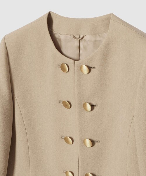 ANAYI（アナイ）の「【Eternal Line 2026】ウールジョーゼットノーカラーダブルジャケット（ノーカラージャケット・レディース・ベージュ/ネイビー・36/38/34）」の16枚目の写真