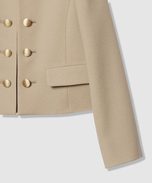 ANAYI（アナイ）の「【Eternal Line 2026】ウールジョーゼットノーカラーダブルジャケット（ノーカラージャケット・レディース・ベージュ/ネイビー・36/38/34）」の13枚目の写真
