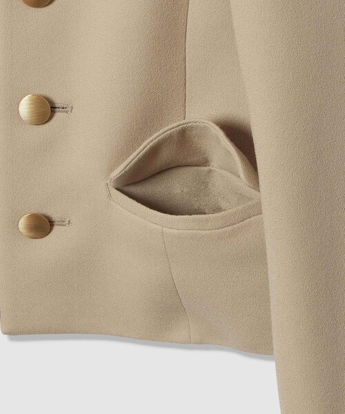 ANAYI（アナイ）の「【Eternal Line 2026】ウールジョーゼットノーカラーダブルジャケット（ノーカラージャケット・レディース・ベージュ/ネイビー・36/38/34）」の12枚目の写真