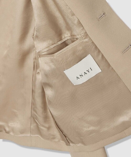 ANAYI（アナイ）の「【Eternal Line 2026】ウールジョーゼットノーカラーダブルジャケット（ノーカラージャケット・レディース・ベージュ/ネイビー・36/38/34）」の11枚目の写真
